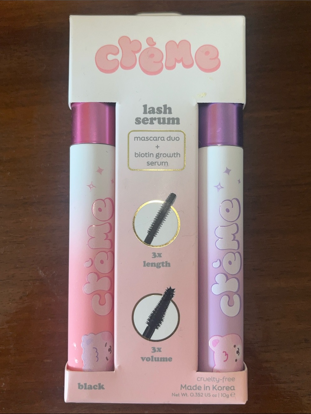 The Crème Shop Lash Serum Black Mascara Duo + Biotin Growth Serum, New #korean